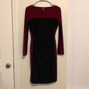 Chaps Long Sleeve Color Block Dress